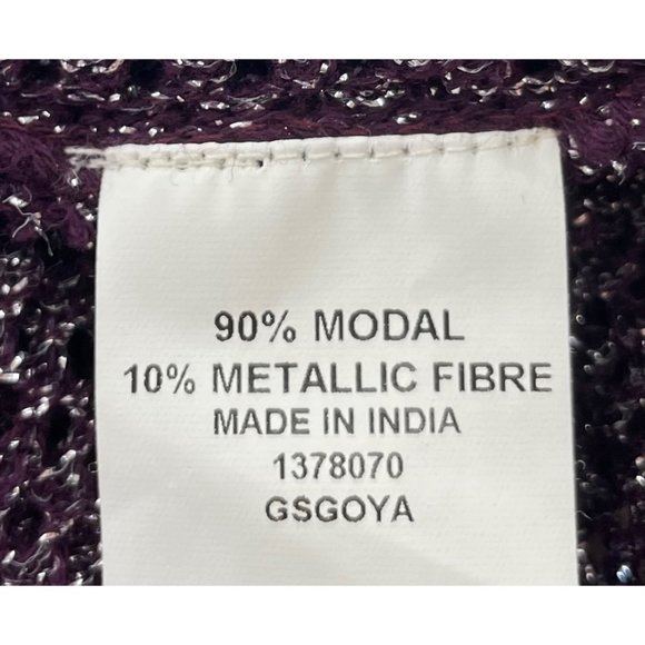 All About You Women's Size Medium Dark Purple Sheer Mesh Sparkly Cardigan - Picture 4 of 6